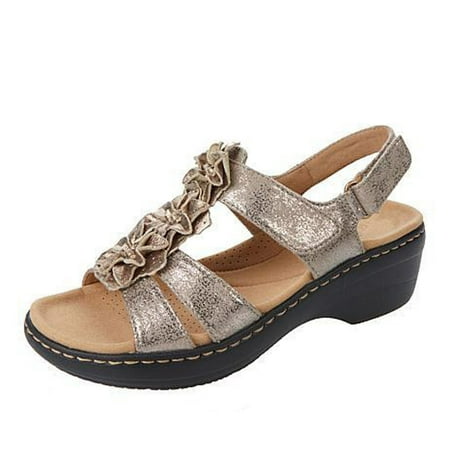 

Women s Summer Solid Color Hollow Out Wedge Fish Mouth Flowers Women s Sandals