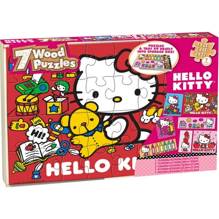 Hello Kitty 7 Wood Jigsaw Puzzles in Wood Storage Box - Walmart.com