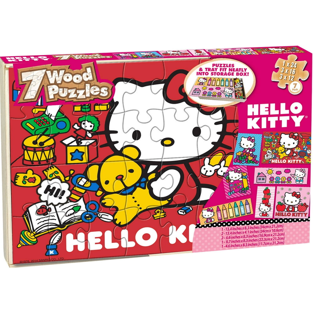 Hello Kitty 7 Wood Jigsaw Puzzles in Wood Storage Box