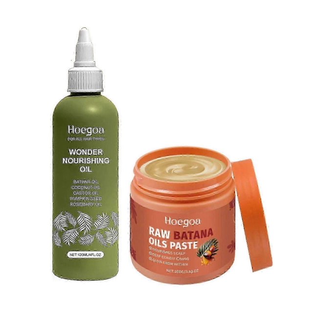Raw Batana Oil for Hair Growth Set - Cold Pressed Scalp Mask and Wonder Growth Oil Serum, Thick and Strong Natural Hair for Men & Women 2025 New