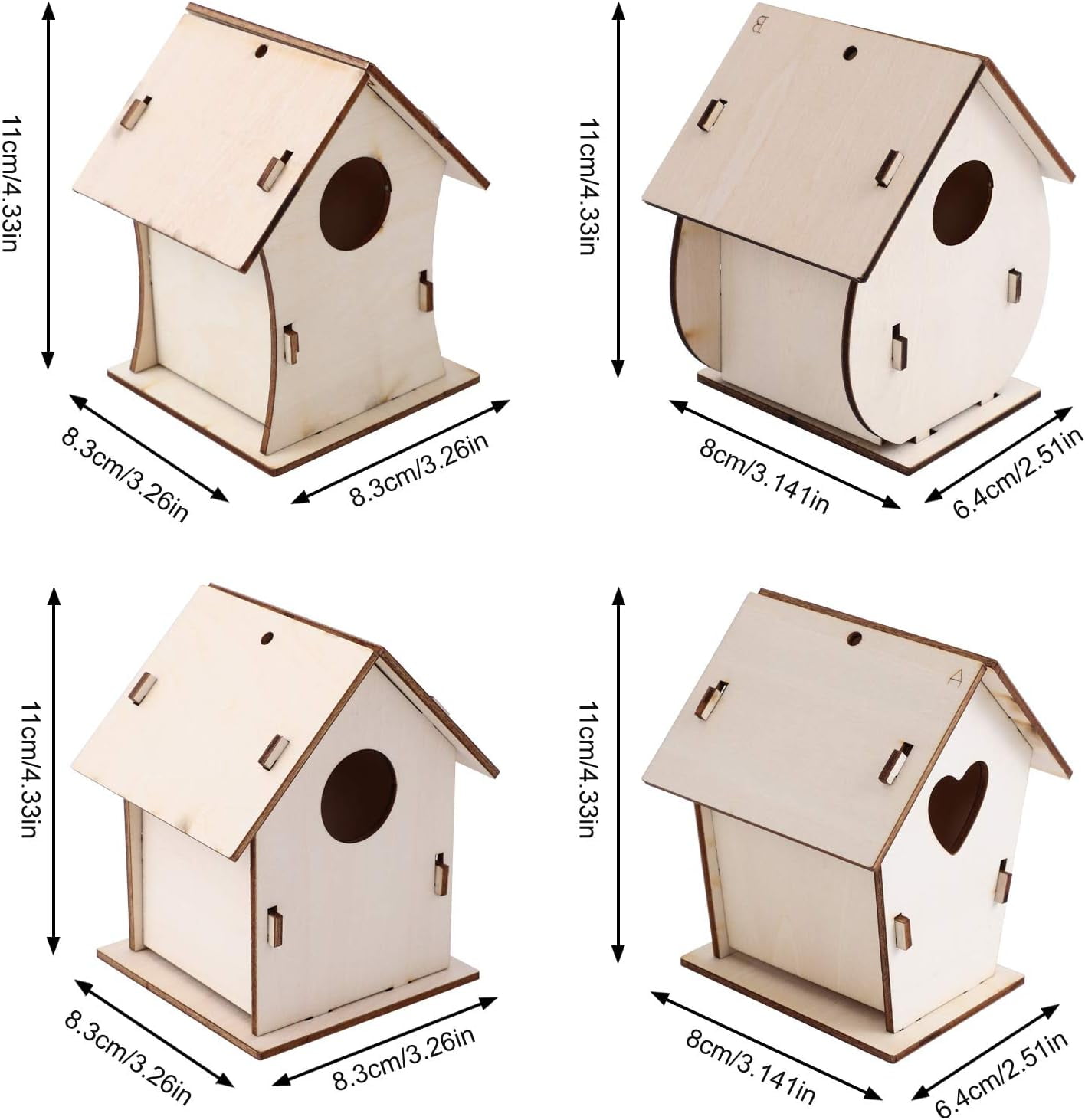 4 Pack Bird House Crafts for Kids Ages 5-8 8-12, Art Craft Wood Toys for Kids, Arts and Craft Projects with Paint & Brushes, DIY Bird House Kit Painting for Children's Day Gift Boy Girl