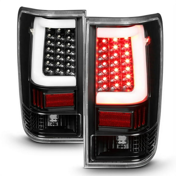 AKKON - For 2004-2015 Nissan Titan Pickup Black Bezel C-Shape LED Tube Tail Brake Light Lamp Assembly