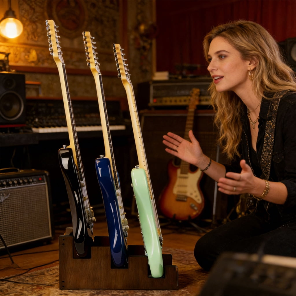 Elegant Vertical Guitar Rack For Multiple Electric Guitars Compact Design Including Soft Padding
