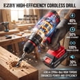 thumbnail image 4 of EZBY 21V Cordless Drill Tool Set, 96-Piece Home Repair DIY Kit with 2×2000mAh Batteries, 2-Speed, 45Nm Torque, 3/8" Keyless Chuck, Portable Storage Toolbox,Red, 4 of 12