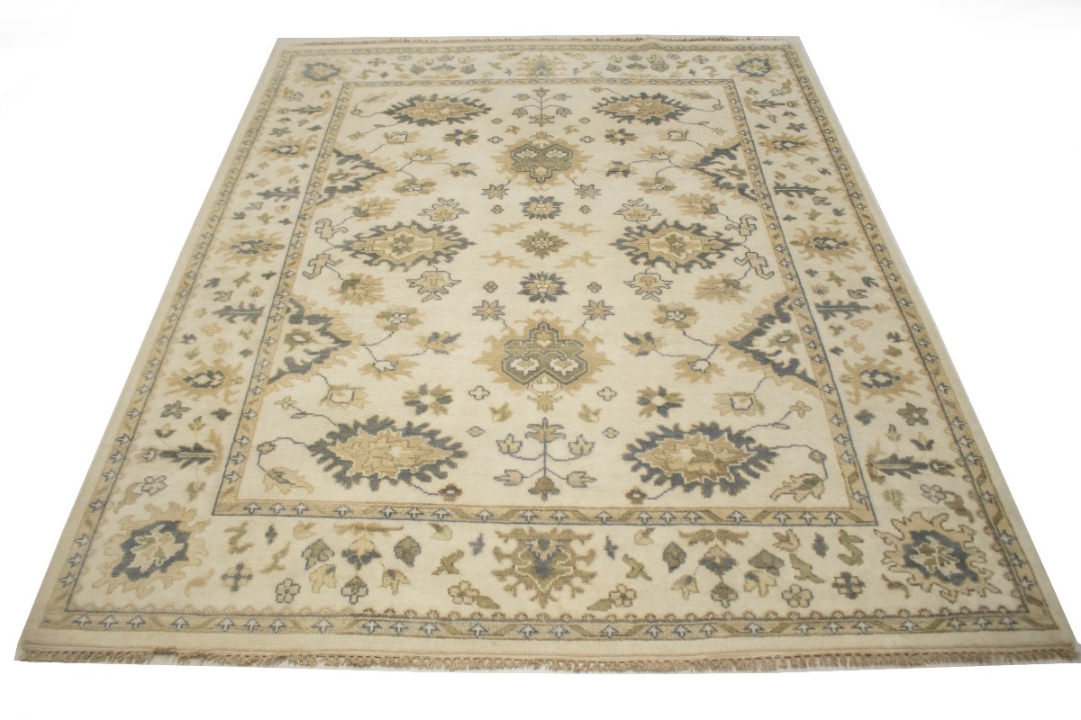 Cream Floral 8X10 Casual Oushak Chobi Oriental Rug