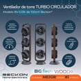 thumbnail image 4 of Ventilador de torre Turbo circulador 100cm de alto BECKON con 3 motores BIG FLOW acabado tipo madera +control remoto +oscilación +temporizador +modos de uso, 4 of 8