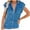 Blue, variant on Riforla Summer Pure Color Retro Women's Short Sleeve Denim Shirt Womens Tops Blue L