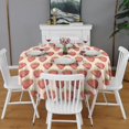 thumbnail image 2 of Red Strawberry Plants Fruit Beige Pattern Round Tablecloth 60"x60",Wrinkle Wipeable Table Cloth for Kitchen Dining Room Picnic Patio Party, 2 of 6