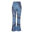thumbnail image 4 of LNGOOR Flare Jeans for Women Plus Size High Waist Stretch Slimming Blue Wide Leg Pants Rise Skinny, 4 of 5