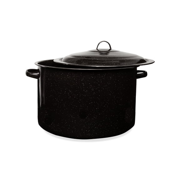 Millvado Granite 21 Qt Stockpot, Nonstick Soup Pot With Lid, Speckled Enamel Ware Cookware, Large Stock Pot For Boiling and Cooking, Big Granite Cooking Pot for Stovetop, Campfire, Outdoor Stove