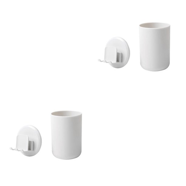 Inteprter Soporte para cepillo de para colgar en la pared, estante de almacenamiento para baño, organizador de de inodoro, blanco No.01 2piezas