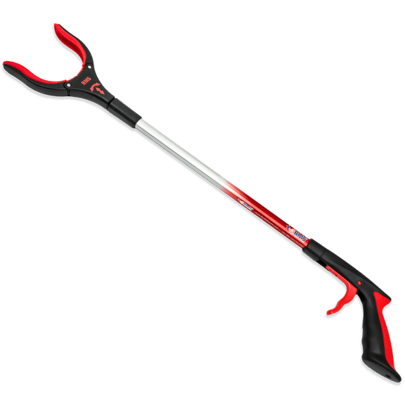 RMS 34" Extra Long Grabber Reacher | Rotating Gripper | Mobility Aid Reaching Assist Tool | Trash Picker, Litter Pick Up, Garden Nabber, Arm Extension | Ideal for Wheelchair and Disabled (Red)