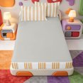 thumbnail image 4 of Erosebridal Line Geometric Print Zipper Full Size Comforter Sets with Fitted Sheet and 2 Pillowcases,Contemporary Stripes Zipper Bedding Set,Light Gray Reversible,4pcs, 4 of 7
