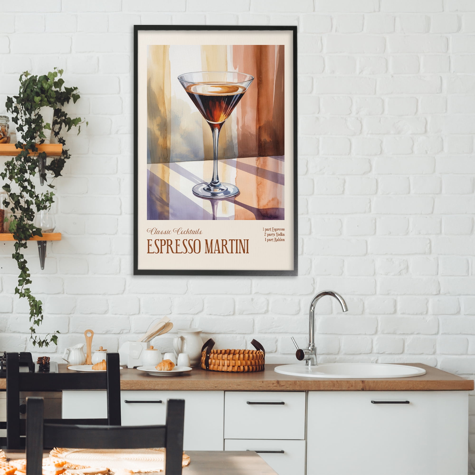 Stupell Industries Espresso Martini Sun Reflection Black Framed Giclee Art, design by Andreas Magnusson