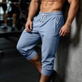 thumbnail image 5 of Timoontee Men White Drawstring Elastic High Waist Cuffed Ankle Knee Length Capri Quick Dry Jogger Pants Deep Side Slip Pockets Lightweight Sports Casual Sightseeing Trousers XXL, 5 of 9