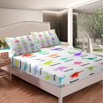 thumbnail image 4 of Dino Bed Sheets Set ,Watercolor Cartoon Dinosaur Sheet Set Full,,Set of Ancient Dinosaur Sheets,Jungle Animal Flat Fitted Sheet with 2 Pillow Shams, 4 of 5