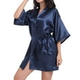thumbnail image 6 of Bramtres Silk Pajamas Pj Sets Women's Soild Satin Sleepwear Pajamas Bathrobe Nightgown For Bride Wedding Party Nightgowns for Women Womens Pajama Sets Cotton Pajamas Blue XL, 6 of 10