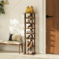 thumbnail image 2 of 7 Tier Vertical Shoe Rack, Shoe Tower w/Anti-Toppling Devices, Free Standing Shoe Racks for Small Spaces, Wood Shoe Storage, Narrow Shoe Shelf for Closet, Entryway (Rustic Brown, Single Row), 2 of 18