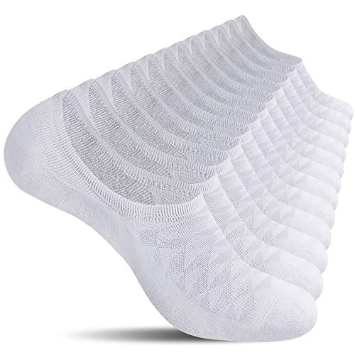 White Transser 3 Packs Ice Breathable No Show Odor-Resistant Invisible Sock Casual Non-slip Grip Liner Low Cut Ankle Boat Socks for Men & Women 