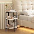 thumbnail image 2 of Baxluxe Marble Side Table Set with Storage Shelves, Set of 2 Round Faux Marble End Table, Metal Frame Small Accent Coffee Table Nightstand, 3 Legged Living Room Table for Small Space, White+Black, 2 of 5