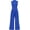 Blue, variant on Womens Summer Jumpsuits Dressy Casual One Piece Outfits Sleeveless Mock Neck Wide Leg Pants Rompers with Pockets