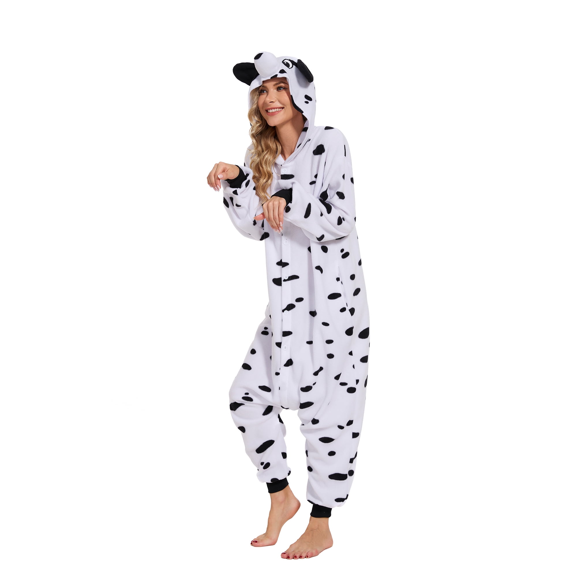 Dalmatian Onesie Adult CANASOUR Christmas Pajamas Polyester Animal Cosplay Suit Small
