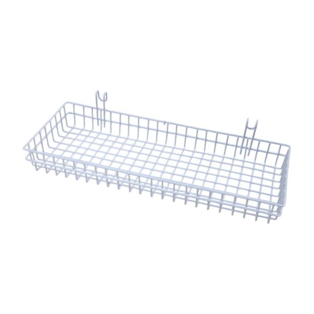 Cesta colgante de alambre, organizador de pared, decoración rústica de granja, multifuncional blanco