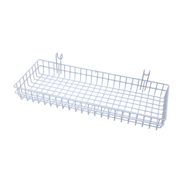 Cesta de almacenamiento colgante de alambre, rejilla de pared, panel decorativo, estante para suministros del hogar para garaje blanco