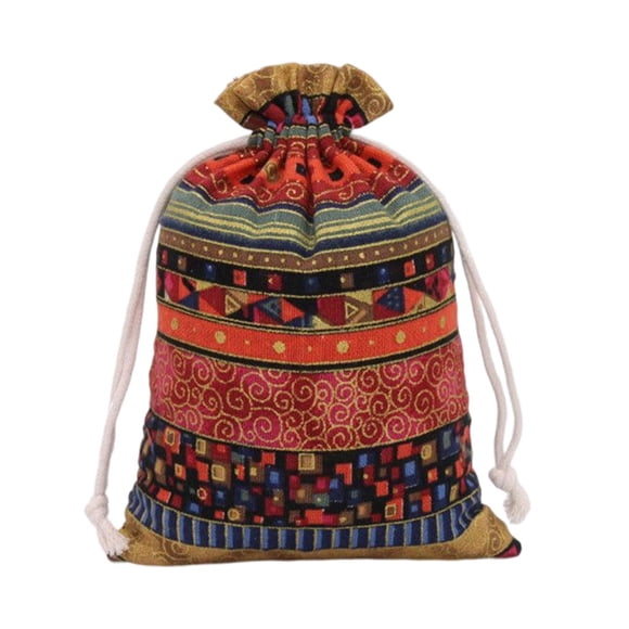 Billuyoard Bolsa de regalo con cordón para atmósferas, bolsa decorativa étnica para dulces, organizador de galletas y aperitivos, decoración Almacenamiento y organización del hogar Rojo 13x18CM Billuyoard HA071684-10