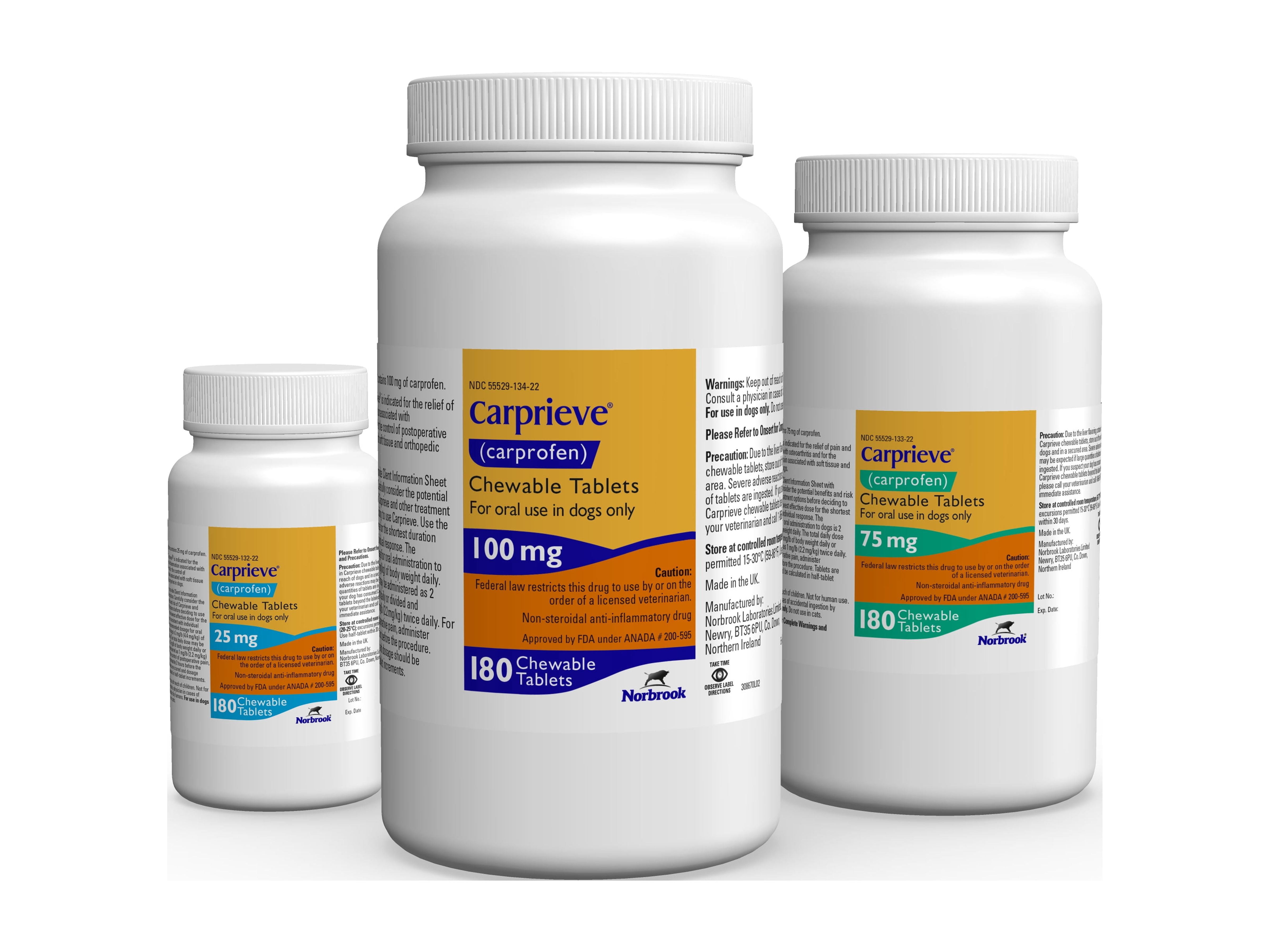 Carprieve (Carprofen) Chewable Tablets, 100 mg, Inflammation and Pain Relief for Dogs