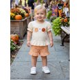 thumbnail image 5 of RUINIXCW Toddler Baby Girls Halloween Outfit Little Girl Summer Fall Dress Clothes Pumpkin Ghost Embroidery Short Sleeve T Shirt and Plaid Shorts Set, 5 of 9