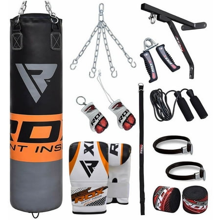 RDX Punching Bag 55 Pound MMA Punch Heavy Orange Boxing Gloves (Boxing Best Pound For Pound All Time)