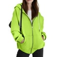 thumbnail image 4 of Wutalume Women's Fashionable Oversized Hooded Casual Sweatshirt with Zip-Up Solid Colour Jacket, Plush Lining, Warm and Comfortable, Perfect for Everyday Use and Layering,Fluorescent Green L, 4 of 4