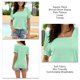 thumbnail image 5 of Mujer Cuello Cuadrado Manga Corta Top Fruncido Patrón Liso Suelto Suave Transpirable Verano Camiseta Verde Claro XL, 5 of 6