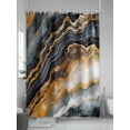 thumbnail image 5 of Marble Black Golden Shower Curtain Set, Waterproof Shower Curtains for Bathroom, Aesthetics Modern Abstract Ink Painted Washable Fabric Cloth Bath Curtain for Bathtub with Hooks 72x78 Inches, 5 of 6
