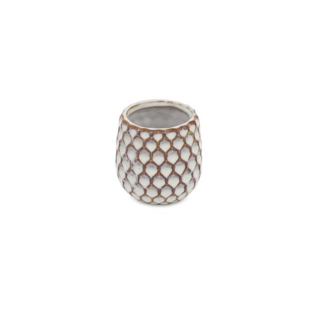 Cheungs 5595WT Jardinière en Céramique 2,75 x 3,25 x 2 Po avec Motif Texturé Hexagonal, Blanc