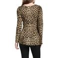 thumbnail image 3 of DARING DIVA Scoop Neck Peplum Blouse Top M Brown-Leopard, 3 of 7