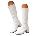 thumbnail image 5 of PFWOWB Women's Stretch Knee High Boots with Square Toe, Platform Wedge and Slim Shaft (White,6), 5 of 5