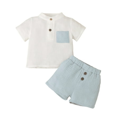 

PBaeM Infant Boys Cotton Outfit Baby Short Sleeve Casual Shirt Shorts Sets