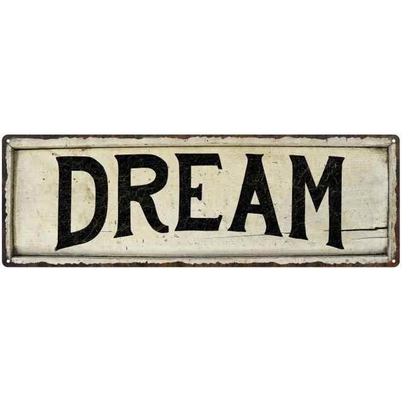DREAM Farmhouse Style Wood Look Sign Gift 6x18 Metal Decor 206180028147