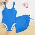 thumbnail image 4 of gcong Girl Swimsuit One Piece Girls Solid Color Bathing Suit Adjustable Strap Ruffle Swimwear with Cover Up, 4 of 8