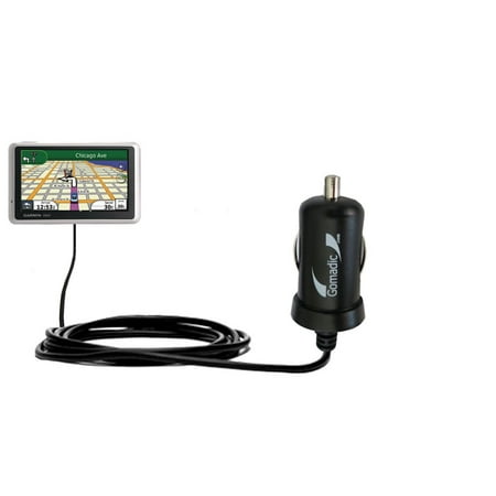 Gomadic Intelligent Compact Car / Auto DC Charger suitable for the Garmin nuvi 2757 / 2797 LMT - 2A / 10W power at half the size. Uses Gomadic TipExch