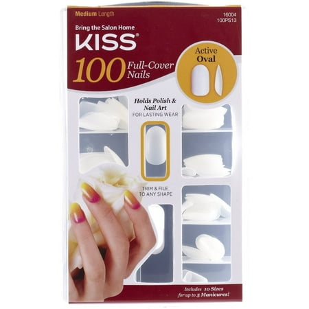 KISS 100 Full Cover Nails - Active Oval (Best Press On Nails)