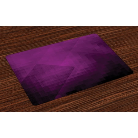 Eggplant Placemats Set of 4 Abstract Purple Squares in Faded Color Scheme with Modern Art Inspired Style Pixelart, Washable Fabric Place Mats for Dining Room Kitchen Table Decor,Purple, by (Best Placemats For Square Table)