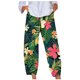 thumbnail image 2 of ICHUANYI Clearance Women's Fashion Casual Linen Printed Striped Cropped Trousers Splicing Straight Leg Pants Pencil Pants(Green, XL) ICHUANYI WER2023080812278, 2 of 6