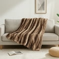 thumbnail image 2 of Cozylore Luxury Faux Fur Throw Blanket for Bed Super Thick Warm Fuzzy Blankets for Bedroom Living Room, 60" x 80", Brown, 2 of 8