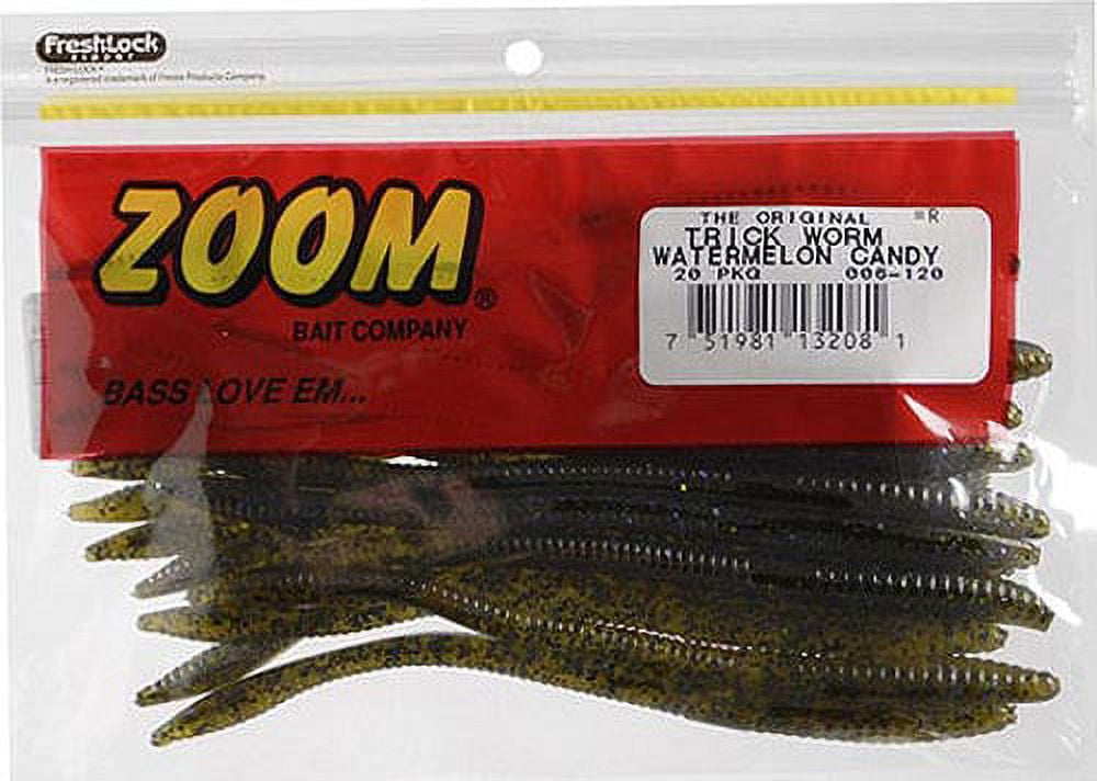 Zoom Trick Worm 6.5'' Motoroil/Chartreuse 20pk 