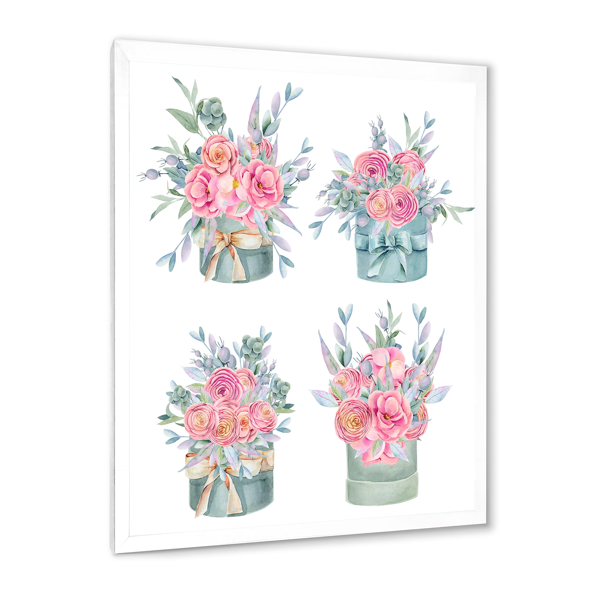 Designart 'Bouquets Collection of Pink Roses' Farmhouse Framed Art Print