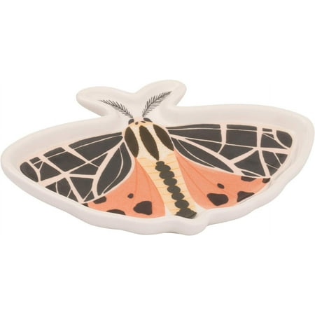

1Canoe2 Moth Shaped Ceramic Trinket Tray 6.1 X 3.9 X .8 Inches Multicolored