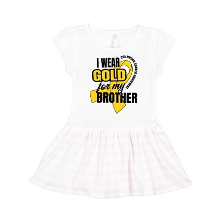 

Inktastic I Wear Gold For My Brother Childhood Cancer Awareness Gift Toddler Girl Dress